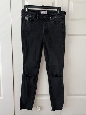 Free People Black Studded Skinny Jeans